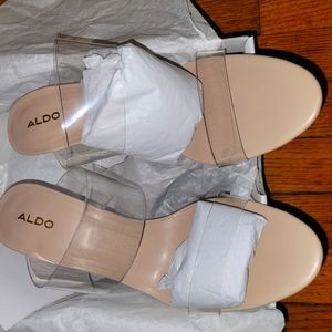 Aldo | Clearly | Size 11 | Almond Toe | Slip-on Wedge | Sandal